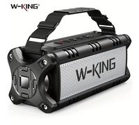 Altavoz W-KING con Bluetooth, potente reproductor de música portátil de 90W, potencia de 50W, IPX6 resistencia al agua, para exteriores Plata