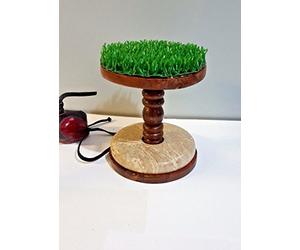 Altawash Percha de bloque de madera de cetrería, tamaño pequeño, cernícalo y merlín, mármol y césped astro, lavar a mano solamente