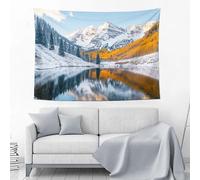 ALTCIRNMD 130Wx150Tcm, Tapiz De Bosque De Montaña Nevado, Decoración De Pared, Tapiz Lago Natural, Adornos Pared, Tapices De Pared, Decorativo Para Pared Para Sala De Estar Con Accesorios