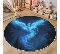 ALTCIRNMD Alfombra,3D Estampado Azul Oscuro Bosque Fénix Antideslizante Salón Animales Fantásticos Hogar Sala De Estar Dormitorio Alfombrillas Grandes Estudio Decorazione Della Casa,160Cm