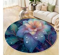 ALTCIRNMD Alfombra,3D Estampado Azul Pálido Flores De Gotas De Agua Antideslizante Salón Arte De Los Sueños Hogar Sala De Estar Dormitorio Alfombrillas Grandes Estudio Decorazione Della Casa,100Cm