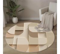 ALTCIRNMD Alfombra,3D Estampado Beige Sencillo Y Elegante Antideslizante Salón Geometría Abstracta Hogar Sala De Estar Dormitorio Alfombrillas Grandes Estudio Decorazione Della Casa, 120Cm