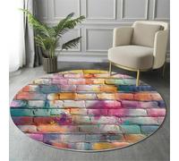 ALTCIRNMD Alfombra,3D Estampado Blanco Pared De Ladrillos Empalmados Antideslizante Salón Arquitectura Retro Hogar Sala De Estar Dormitorio Alfombrillas Grandes Estudio Decorazione Della Casa,60Cm