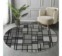 ALTCIRNMD Alfombra,3D Estampado Gris-Negro Líneas Rectangulares Antideslizante Salón Geometría Visual Hogar Sala De Estar Dormitorio Alfombrillas Grandes Estudio Decorazione Della Casa,120Cm