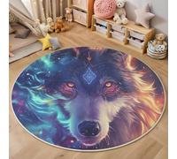 ALTCIRNMD Alfombra,3D Estampado Naranja-Azul Lobo Estrellado Antideslizante Salón Animales Fantásticos Hogar Sala De Estar Dormitorio Alfombrillas Grandes Estudio Decorazione Della Casa,120Cm