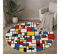 ALTCIRNMD Alfombra,3D Estampado Rojo Azul Líneas Simples Antideslizante Salón Geometría De Mondrian Hogar Sala De Estar Dormitorio Alfombrillas Grandes Estudio Decorazione Della Casa, 60Cm