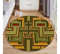 ALTCIRNMD Alfombra,3D Estampado Verde Oliva Laberinto Simple Antideslizante Salón Arte del Antiguo Egipto Hogar Sala De Estar Dormitorio Alfombrillas Grandes Estudio Decorazione Della Casa,80Cm