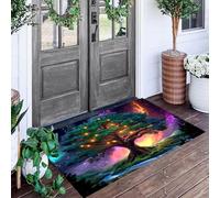 ALTCIRNMD Alfombra Amarillo Verdoso Árbol del Cielo Estrellado 50X80Cm Pies para Entrada Suave Lavable Plantas De Fantasía para Cocina Antideslizante De Pelo Bajo Plegable para Puerta Delantera Salón