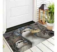 ALTCIRNMD Alfombra Azul Blanco Pato De Hierba Silvestre 60X90Cm Pies para Entrada Suave Lavable Animales Elegantes para Cocina Antideslizante De Pelo Bajo Plegable para Puerta Delantera Salón
