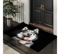 ALTCIRNMD Alfombra De Entrada Blanco Y Negro Lindo Husky,Antideslizante Felpudo De Bienvenida Realismo En El Retrato para Puerta Delantera Al Aire Libre Alfombras Limpia Zapatos,50X80Cm