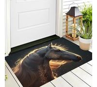 ALTCIRNMD Alfombra De Entrada Oro Corcel Brillante,Antideslizante Felpudo De Bienvenida Animales Fantásticos para Puerta Delantera Al Aire Libre Alfombras Limpia Zapatos,60X90Cm