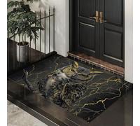 ALTCIRNMD Alfombra Entrada 60X90Cm,Búho Agrietado Felpudo Antideslizante Y Lavable,Atrapapolvo Absorbente,Estilo De Ilustración De Lujo Decorativo,para Puerta,Pasillo Y Casa