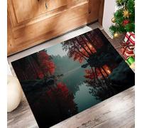 ALTCIRNMD Alfombra Entrada 70X100Cm, Lago del Arce Rojo Felpudo Antideslizante Y Lavable,Atrapapolvo Absorbente, Bosque De Los Sueños Decorativo, para Puerta, Pasillo Y Casa