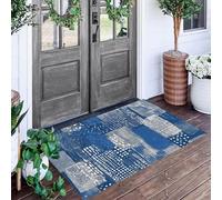ALTCIRNMD Alfombra Entrada Azul Blanco Cuadrícula Abstracta Alfombras Limpia Zapatos Arte De La Moda Baño Alfombrilla Antideslizante para Patio Cocina Trasera Interiores Y Exteriores,70X100Cm