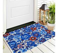 ALTCIRNMD Alfombra Entrada Azul Oscuro Flores De Margarita Alfombras Limpia Zapatos Ilustraciones Frescas Baño Alfombrilla Antideslizante para Patio Cocina Trasera Interiores Y Exteriores,70X100Cm
