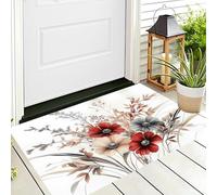 ALTCIRNMD Alfombra Entrada Beige Hojas De Flores Silvestres Alfombras Limpia Zapatos Plantas Elegantes Baño Alfombrilla Antideslizante para Patio Cocina Trasera Interiores Y Exteriores,40X60Cm