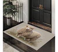 ALTCIRNMD Alfombra Entrada Beige Oveja De Pastizal Alfombras Limpia Zapatos Ilustración Realista Baño Alfombrilla Antideslizante para Patio Cocina Trasera Interiores Y Exteriores,90X150Cm