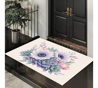 ALTCIRNMD Alfombra Entrada Blanco Púrpura Anémona Suculenta Alfombras Limpia Zapatos Arte De Ilustración Baño Alfombrilla Antideslizante para Patio Cocina Trasera Interiores Y Exteriores,80X120Cm
