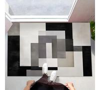 ALTCIRNMD Alfombra Entrada Gris Negro Geometría Moderna Alfombras Limpia Zapatos Arte Minimalista Baño Alfombrilla Antideslizante para Patio Cocina Trasera Interiores Y Exteriores,40X60Cm