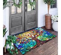 ALTCIRNMD Alfombra Entrada Multicolor Árbol De Cristal Alfombras Limpia Zapatos Plantas De Colores Brillantes Baño Alfombrilla Antideslizante para Patio Cocina Trasera Interiores Y Exteriores,50X80Cm