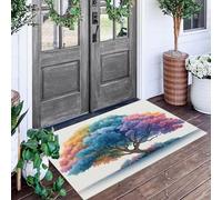 ALTCIRNMD Alfombra Entrada Multicolor Árboles Coloridos Alfombras Limpia Zapatos Plantas De Acuarela Baño Alfombrilla Antideslizante para Patio Cocina Trasera Interiores Y Exteriores,60X90Cm