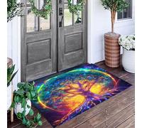ALTCIRNMD Alfombra Entrada Naranja-Morado Árbol De Halo Alfombras Limpia Zapatos Plantas De Fantasía Baño Alfombrilla Antideslizante para Patio Cocina Trasera Interiores Y Exteriores,80X120Cm