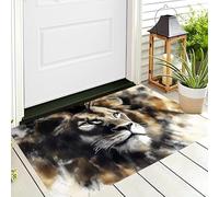 ALTCIRNMD Alfombra Entrada Negro Parduzco León del Crepúsculo Alfombras Limpia Zapatos Animales De Tinta Baño Alfombrilla Antideslizante para Patio Cocina Trasera Interiores Y Exteriores,70X100Cm