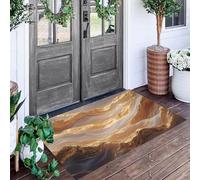 ALTCIRNMD Alfombra Entrada Oro Líneas Intermitentes Alfombras Limpia Zapatos Resumen De Moda Baño Alfombrilla Antideslizante para Patio Cocina Trasera Interiores Y Exteriores,80X120Cm
