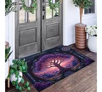 ALTCIRNMD Alfombra Entrada Púrpura Rosado Árbol del Atardecer Alfombras Limpia Zapatos Hermosas Plantas Baño Alfombrilla Antideslizante para Patio Cocina Trasera Interiores Y Exteriores,40X60Cm