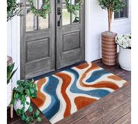 ALTCIRNMD Alfombra Entrada Terracota Rayas De Moda Alfombras Limpia Zapatos Arte Retro Baño Alfombrilla Antideslizante para Patio Cocina Trasera Interiores Y Exteriores,50X80Cm