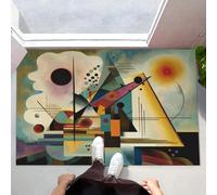 ALTCIRNMD Alfombra Entrada Verde Beige Triángulo Círculo Alfombras Limpia Zapatos Composición Abstracta Baño Alfombrilla Antideslizante para Patio Cocina Trasera Interiores Y Exteriores,70X100Cm