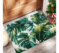 ALTCIRNMD Alfombra Entrada Verde Exuberante Selva Tropical Alfombras Limpia Zapatos Plantas Tropicales Baño Alfombrilla Antideslizante para Patio Cocina Trasera Interiores Y Exteriores,80X120Cm