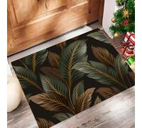 ALTCIRNMD Alfombra Entrada Verde Parduzco Hojas Lineales Alfombras Limpia Zapatos Plantas Tropicales Baño Alfombrilla Antideslizante para Patio Cocina Trasera Interiores Y Exteriores,80X120Cm