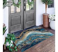 ALTCIRNMD Alfombra Oro Azul Mármol De Tinta 60X90Cm Pies para Entrada Suave Lavable Lujo Discreto Al Estilo WABI-Sabi para Cocina Antideslizante De Pelo Bajo Plegable para Puerta Delantera Salón