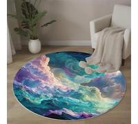 ALTCIRNMD Alfombra Redonda De Fluido De Nebulosa,Alfombras Redondas Lavable, Otoño Invierno Cálido Antideslizante Alfombra Salon Redondas para Cocina Habitacion Oficina, 120Cm, Azul