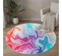 ALTCIRNMD Alfombra Redonda De Macarons Fluidos,Alfombras Redondas Lavable, Otoño Invierno Cálido Antideslizante Alfombra Salon Redondas para Cocina Habitacion Oficina, 120Cm, Azul Pálido