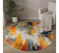 ALTCIRNMD Alfombra Redonda De Salpicadura De Tinta Fluida,Alfombras Redondas Lavable, Otoño Invierno Cálido Antideslizante Alfombra Salon Redondas para Cocina Habitacion Oficina, 160Cm, Color Naranja
