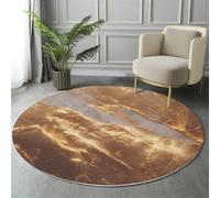 ALTCIRNMD Alfombra Redonda De Textura De Estratos De Roca,Alfombras Redondas Lavable,Otoño Invierno Cálido Antideslizante Alfombra Salon Redondas para Cocina Habitacion Oficina,160Cm,Oro