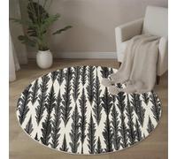 ALTCIRNMD Alfombra Redonda Lavable A Máquina 120Cm,Líneas De Plumas 3D Sencillo Y Natural Decoración Antideslizante para Sala De Estar,Dormitorio Cocina Balcón Terraza Comedor,Blanco Y Negro