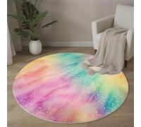 ALTCIRNMD Alfombra Redonda Lavable A Máquina 160Cm,Teñido Rápido 3D Colores De Ensueño Decoración Antideslizante para Sala De Estar,Dormitorio Cocina Balcón Terraza Comedor,Colores del Arcoíris