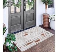 ALTCIRNMD Alfombra Rojo Blanco Muro De Ladrillos De Basura 90X150Cm Pies para Entrada Suave Lavable Textura Retro para Cocina Antideslizante De Pelo Bajo Plegable para Puerta Delantera Salón