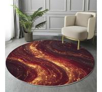 ALTCIRNMD Alfombras De Área Redondas,Tapete Antideslizante,Rojo Intenso Lava Fluyendo Textura para Salón Sofá Mesa Café Estudio Comedor Dormitorio Oficina Decoración,160Cm