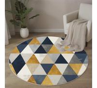 ALTCIRNMD Alfombras Redonda De Habitacion, Geometría Triangular 3D Alfombra Salon Antideslizante Pelo Corto Suave para Dormitorio Pasillo Comedor Sala De Estar, 60Cm