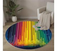 ALTCIRNMD Alfombras Redonda De Habitacion, Píxeles Espectrales 3D Alfombra Salon Antideslizante Pelo Corto Suave para Dormitorio Pasillo Comedor Sala De Estar, 100Cm
