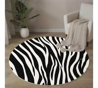 ALTCIRNMD Alfombras Redonda De Habitacion, Rayas De Cebra 3D Alfombra Salon Antideslizante Pelo Corto Suave para Dormitorio Pasillo Comedor Sala De Estar, 100Cm
