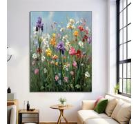 ALTCIRNMD Cuadros Decoracion Salon Flores Silvestres De Iris 30X40Cm Para Dormitorios Cuadro Decorativos De Salon Lienzos Decorativo Pared Decoracion Dormitorio Matrimonio Pradera Pastoral Verde