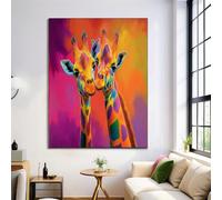 ALTCIRNMD Cuadros Modernos Amarillo Rojo Jirafa De Colores Decorativos Lienzo Pintura Pintura Al Óleo De Animales Imagen Cuadros Lámina Decoracion De La Pared Salon Baño Dormitorio Pasillo 70X100Cm