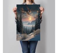 ALTCIRNMD Decoración De Pared Amanecer Sobre Montañas Y Mares Para El Hogar,Imagen De Fondo, Paisaje Invernal Impresa En Poster Sin Marco, 30X40Cm