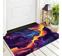 ALTCIRNMD Felpudo Antideslizante,Amarillo Púrpura Vórtice De Flujo Goma Antideslizante Decoración con Patrón 3D,Artes Visuales para Interiores Y Exteriores Baño/Dormitorio/Cocina,60X90Cm