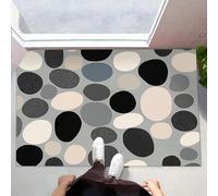 ALTCIRNMD Felpudo Antideslizante,Negro Grisáceo Círculo De Guijarros Goma Antideslizante Decoración con Patrón 3D,Piedra Personalizada para Interiores Y Exteriores Baño/Dormitorio/Cocina,60X90Cm